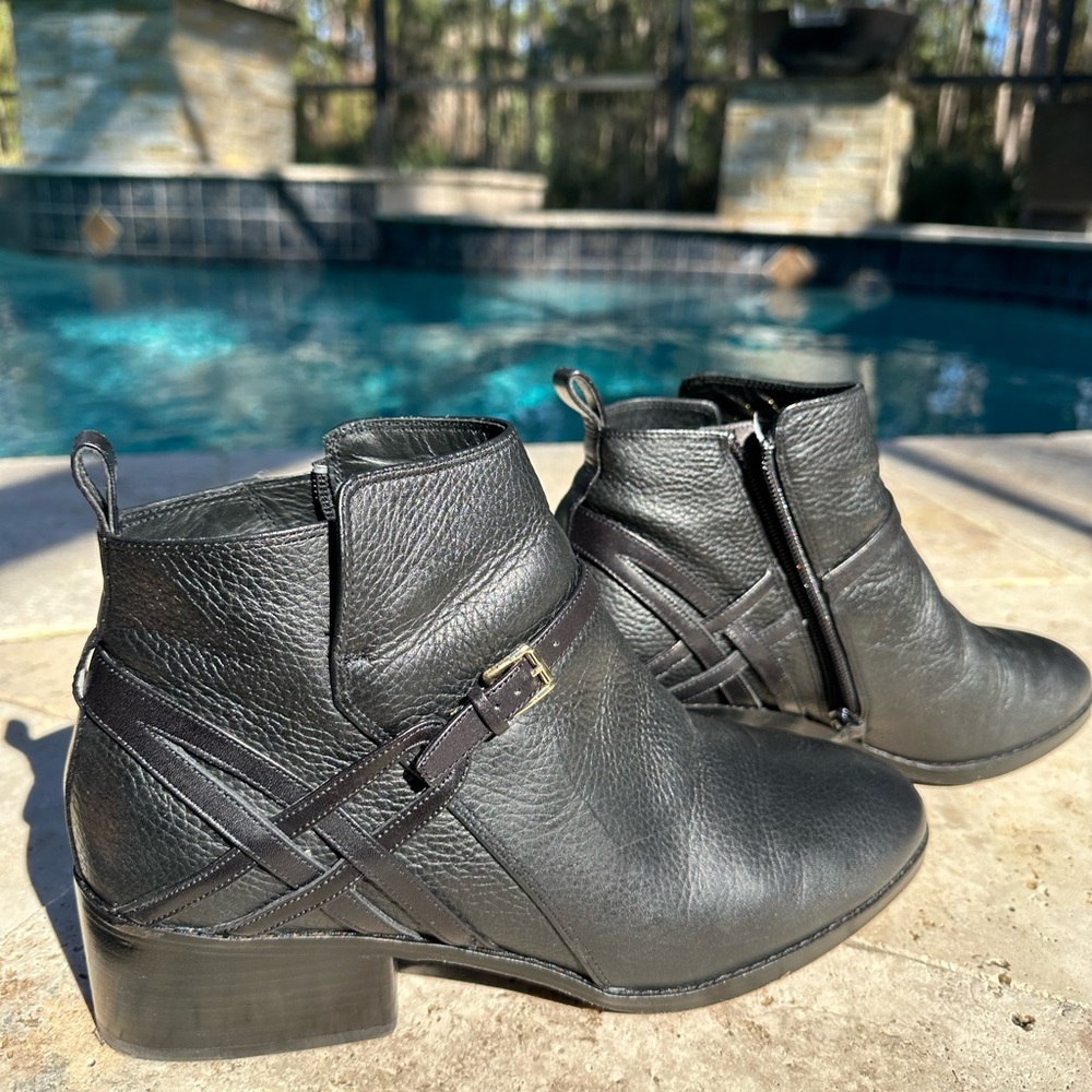 EUC. Cole Haan all leather Pearlie booties.  Stacked 2” heel.